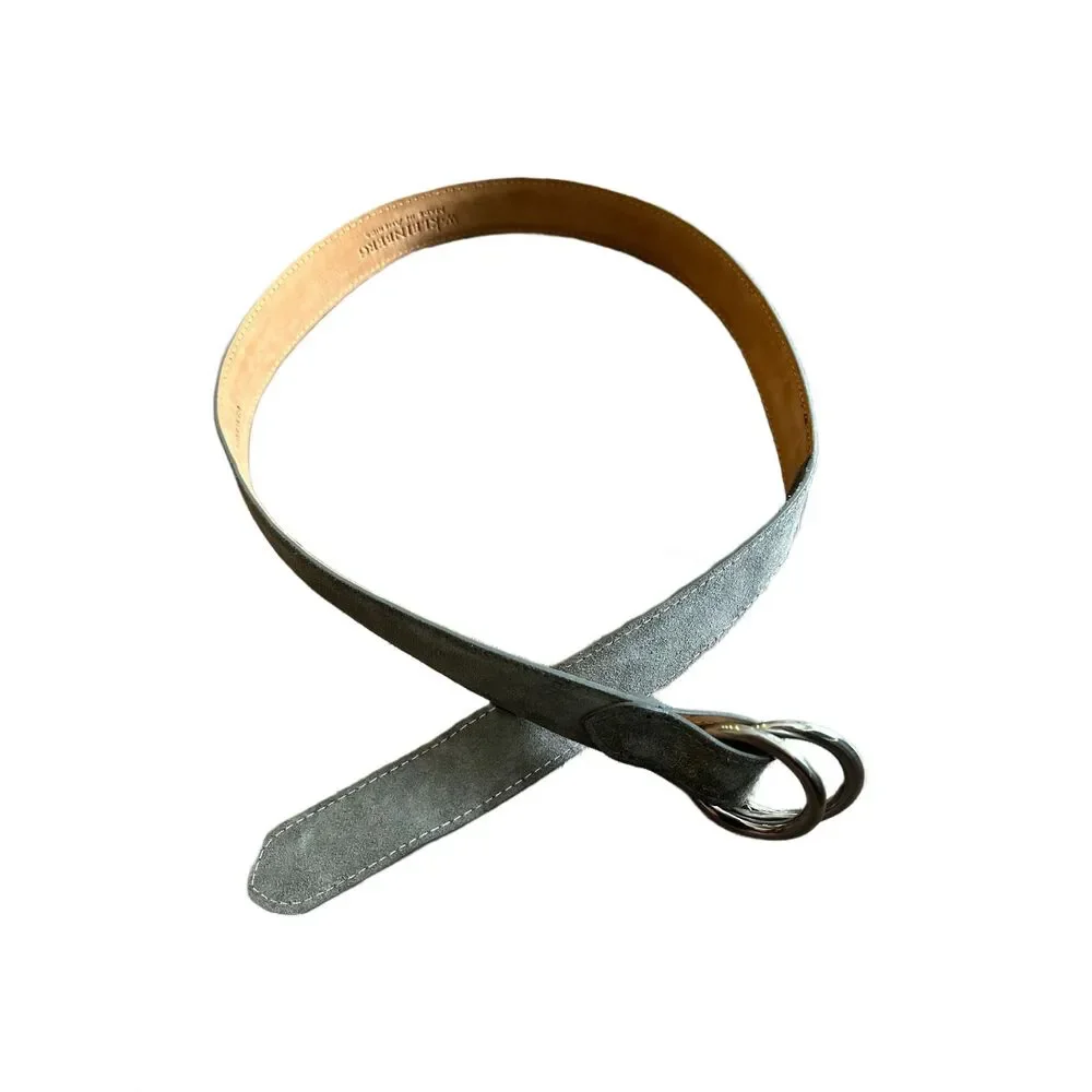 W. Kleinberg Suede Belt with O-ring Buckles Charcoal 34 Inches